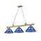 Z-Lite Cordon 3 Light Billiard, Rubbed Brass & Dark Blue 2306-3RB-ARDB - alternate 1